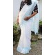 White shamam silk embroidered saree
